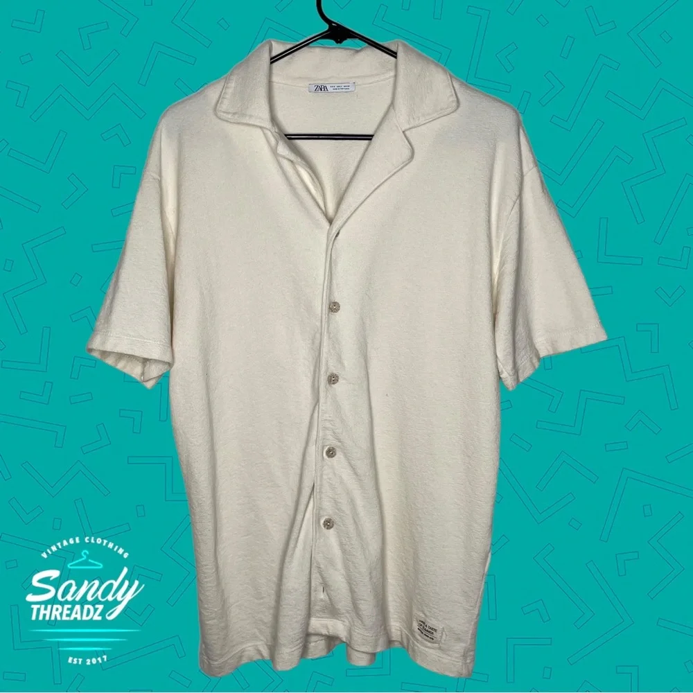 Zara short sleeve button down shirt camp collar - Picture 3 of 7
